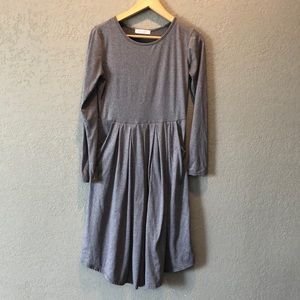 Blue Long sleeve pocket dress